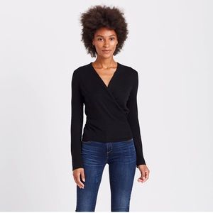 Brass Clothing Cotton-Cashmere Wrap Sweater | XS Black